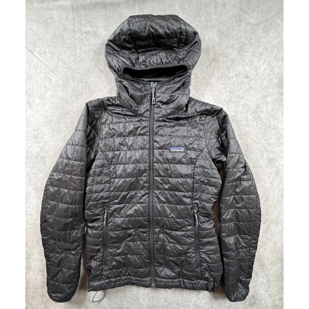 Patagonia Nano Puff Womens Small Jacket Black PrimaLoft Hooded Quilted